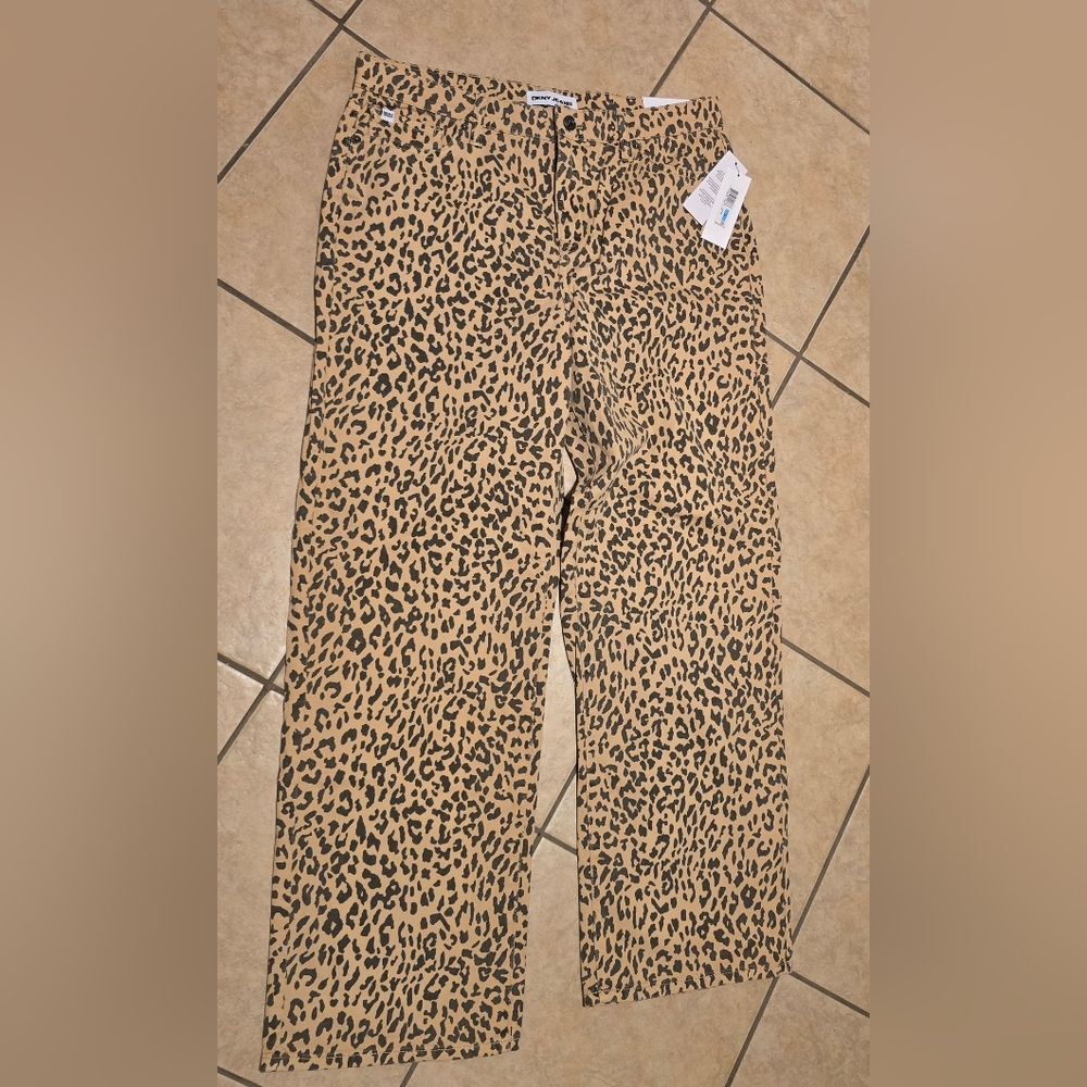 DKNY Relaxed Fit Leopard Print Jeans.
